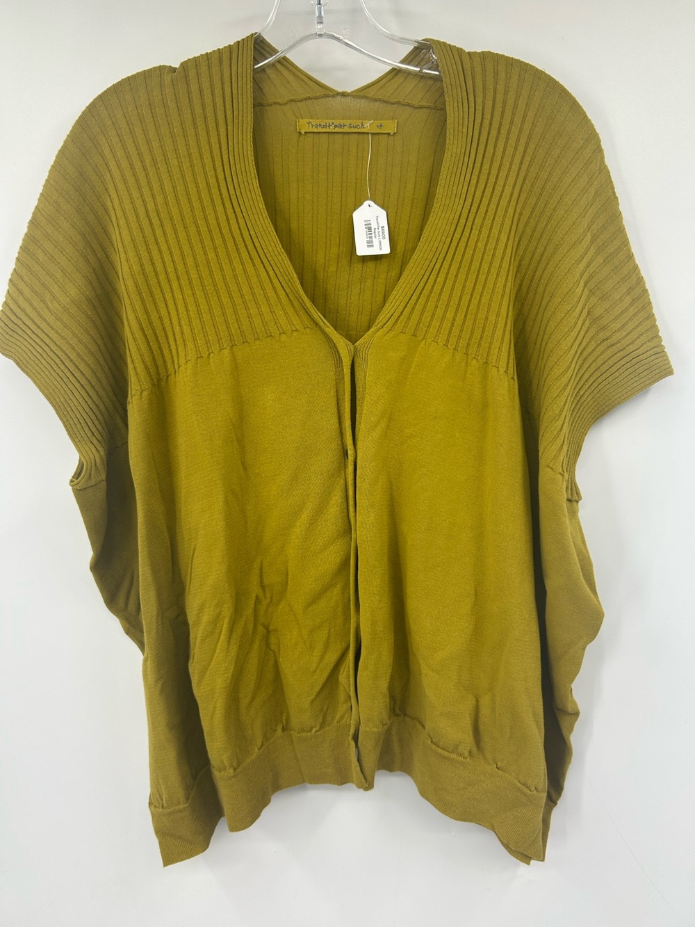 Transit Par Such Womens Cotton Button Up Top Chartreuse Green Italy 8432 Size L